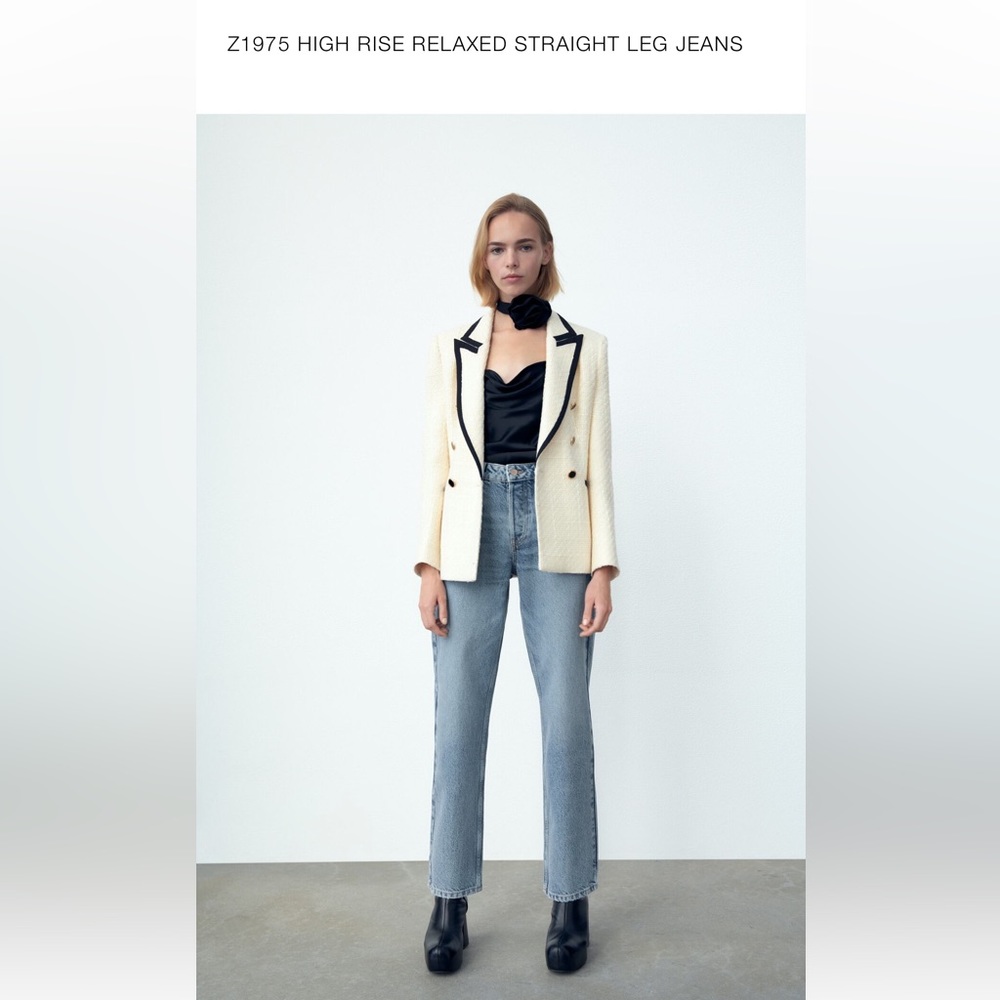 Zara WORN ONCE Z1975 HIGH RISE RELAXED STRAIGHT LEG JEANS